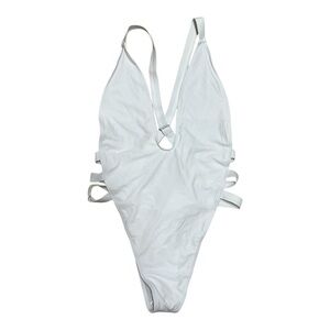 Matte Collection White Strappy One Piece Swimsuit Size Large